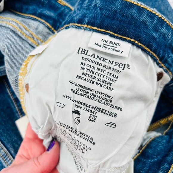 NEW Blank NYC The Bond Mid Rise Skinny Jeans Size 31 Blue Denim Stretch - Picture 5 of 12